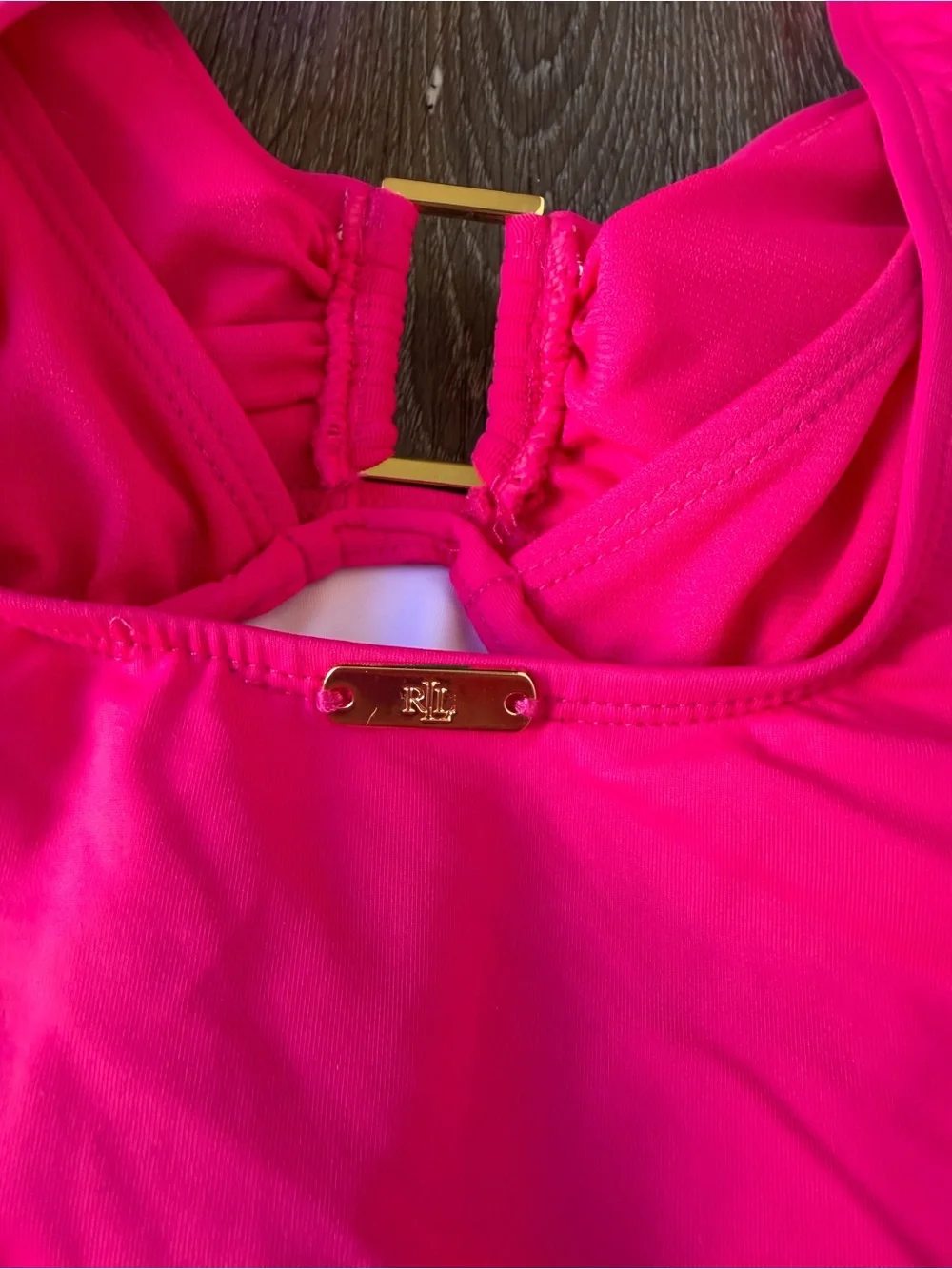 Ralph Lauren Hot Pink V-Neck One-Piece Swimsuit